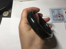 Load image into Gallery viewer, 60.3mm 100% Natural dark green/black meteorite Stellar Night sky nephrite bangle HN25-7603
