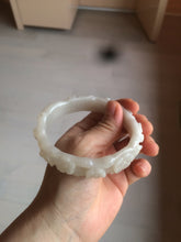 Load image into Gallery viewer, 62.3mm 100% natural pale pink/white carved Plum blossoms Quartzite (Shetaicui jade) bangle SY7