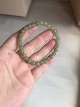 Load image into Gallery viewer, 6.1mm 100% Natural Light Green, Gray & Black Nephrite Jade Round Bead Bracelet HT135 Add on item