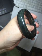 Load image into Gallery viewer, 60.3mm 100% Natural dark green/black meteorite Stellar Night sky nephrite bangle HN25-7603