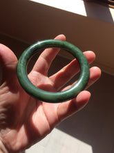 Load image into Gallery viewer, 57.5mm Certified 100% Natural Deep Pine Green/Black "Serene Ember Forest" Nephrite (red-skin nephrite 红皮碧玉) Bangle HT168-18-3922