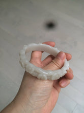 Load image into Gallery viewer, 62.3mm 100% natural pale pink/white carved Plum blossoms Quartzite (Shetaicui jade) bangle SY7