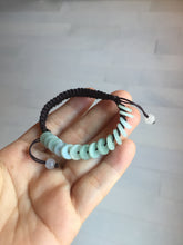 Load image into Gallery viewer, 100% natural type A green white Safety Guardian Button donut jadeite jade thread woven bracelets PD99
