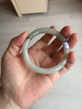 Load image into Gallery viewer, 53.3mm certified 100% natural Type A light green yellow with floating seaweed round cut jadeite jade bangle BM63-6612