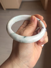 Load image into Gallery viewer, 59.4mm Certificated Type A 100% Natural White purple with green floating flowers Jadeite Jade bangle G110-1-9523
