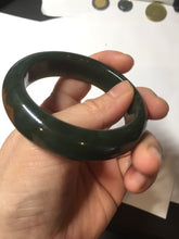 Load image into Gallery viewer, 52.3mm 100% Natural dark green yellow nephrite Jade bangle(河磨玉) HE103