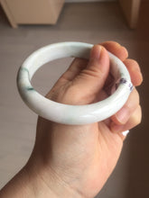 Load image into Gallery viewer, 59.4mm Certificated Type A 100% Natural White purple with green floating flowers Jadeite Jade bangle G110-1-9523