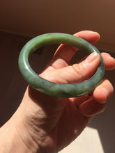 Load image into Gallery viewer, 61mm Certified 100% Natural dark Green/Gray/Black Nephrite Bangle HF137-8883