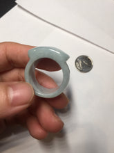 Load image into Gallery viewer, Size 10 1/4 100% natural type A light green saddle jadeite jade thumb ring BQ77