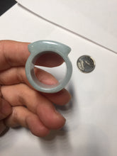 Load image into Gallery viewer, Size 10 1/4 100% natural type A light green saddle jadeite jade thumb ring BQ77