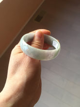 Load image into Gallery viewer, 52mm certified 100% natural Type A light green white purple gray with green floating flowers thin jadeite bangle PF57-5619