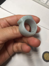 Load image into Gallery viewer, Size 10 1/4 100% natural type A light green saddle jadeite jade thumb ring BQ77