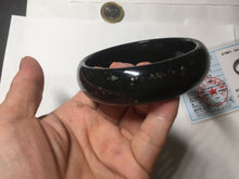 Load image into Gallery viewer, 60.3mm 100% Natural dark green/black meteorite Stellar Night sky nephrite bangle HN26-7598