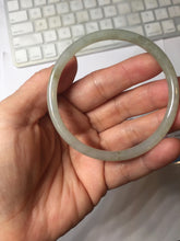 Load image into Gallery viewer, 54.8mm Certified type A 100% Natural light green gray black slim round cut Jadeite bangle PA188-2474