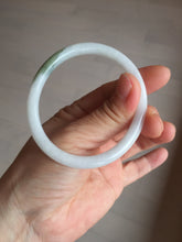 Load image into Gallery viewer, 53.5mm certified 100% natural light green white slim round cut oval jadeite jade bangle BL85-4662