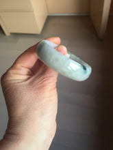 Load image into Gallery viewer, 52mm certified 100% natural Type A light green white purple gray with green floating flowers thin jadeite bangle PF57-5619