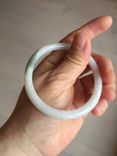 Load image into Gallery viewer, 53.5mm certified 100% natural light green white slim round cut oval jadeite jade bangle BL85-4662