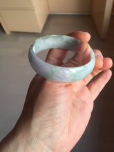 Load image into Gallery viewer, 52mm certified 100% natural Type A light green white purple gray with green floating flowers thin jadeite bangle PF57-5619