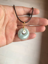 Load image into Gallery viewer, Type A 100% Natural icy light green Jadeite Jade safety Guardian ring Pendant (子母扣) AQ64