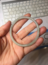Load image into Gallery viewer, 54.8mm Certified type A 100% Natural light green gray black slim round cut Jadeite bangle PA188-2474