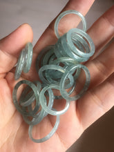 Load image into Gallery viewer, Size 2 1/2- 9 3/4 100% natural type A icy watery light green blue gray slim Guatemala jadeite jade band ring group PH234 Add on item