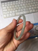 Load image into Gallery viewer, 54.8mm Certified type A 100% Natural light green gray black slim round cut Jadeite bangle PA188-2474