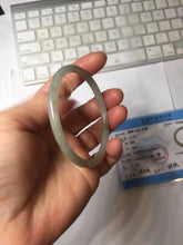 Load image into Gallery viewer, 54.8mm Certified type A 100% Natural light green gray black slim round cut Jadeite bangle PA188-2474