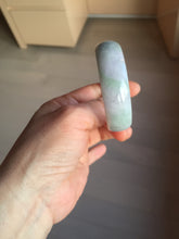 Load image into Gallery viewer, 52mm certified 100% natural Type A light green white purple gray with green floating flowers thin jadeite bangle PF57-5619