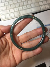Load image into Gallery viewer, 61mm Certified Type A 100% Natural dark green blue gray black slim round cut Guatemala Jadeite bangle PJ12-9701
