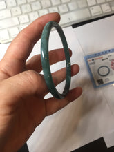 Load image into Gallery viewer, 61mm Certified Type A 100% Natural dark green blue gray black slim round cut Guatemala Jadeite bangle PJ12-9701