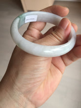 Load image into Gallery viewer, 52mm certified type A 100% Natural green/white oval jadeite jade bangle BK125-0256