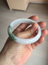 Load image into Gallery viewer, 52mm certified type A 100% Natural green/white oval jadeite jade bangle BK125-0256
