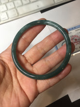 Load image into Gallery viewer, 61mm Certified Type A 100% Natural dark green blue gray black slim round cut Guatemala Jadeite bangle PJ12-9701