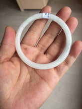 Load image into Gallery viewer, 55.6mm 100% natural Type A icy watery light green white slim round cut jadeite jade bangle AD113-8104