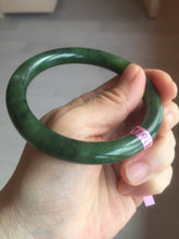 Load image into Gallery viewer, 58.5mm 100% Natural dark green nephrite Jade (碧玉) round cut bangle G39