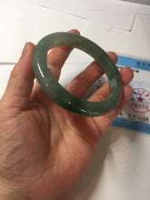 Load image into Gallery viewer, 57.2mm certified Type A 100% Natural icy watery dark green gray Jadeite Jade bangle PC15-0368