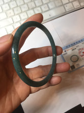 Load image into Gallery viewer, 60mm Certified Type A 100% Natural dark green blue gray black slim round cut Guatemala Jadeite bangle PJ13-4323