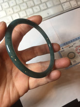Load image into Gallery viewer, 60mm Certified Type A 100% Natural dark green blue gray black slim round cut Guatemala Jadeite bangle PJ13-4323