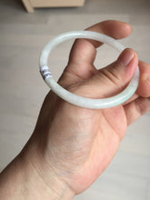 Load image into Gallery viewer, 56mm 100% natural Type A light green white slim round cut jadeite jade bangle AD107-8108