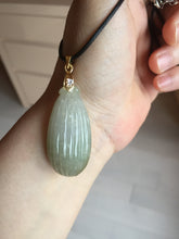Load image into Gallery viewer, 100% Natural type A light green/gray candied dates Jadeite Jade pendant AX155