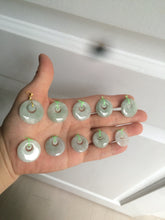 Load image into Gallery viewer, Type A 100% Natural icy light green Jadeite Jade safety Guardian ring Pendant (子母扣) AQ64
