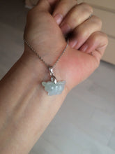 Load image into Gallery viewer, 100% Natural type A icy watery light green purple white 3D Jadeite Jade butterfly pendant BG47