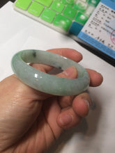 Load image into Gallery viewer, 48.5mm Certified Type A 100% Natural icy light green/white oval Jadeite Jade bangle K101-1696