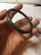 Load image into Gallery viewer, 55.4mm Certified Type A 100% Natural dark green blue gray black slim round cut Guatemala Jadeite bangle PJ14-4298