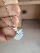 Load image into Gallery viewer, 100% Natural type A icy watery light green purple white 3D Jadeite Jade butterfly pendant BG47