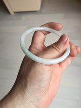 Load image into Gallery viewer, 56mm 100% natural Type A light green white slim round cut jadeite jade bangle AD107-8108