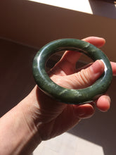 Load image into Gallery viewer, 56mm certified 100% Natural dark green/black Ocean Waves chubby round cut nephrite bangle HF138-0879