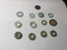 Load image into Gallery viewer, 16-19mm Type A 100% Natural icy watery sunny green white yellow Jadeite Jade safety Guardian ring bead set F134