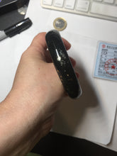 Load image into Gallery viewer, 62.3mm 100% Natural dark green/black meteorite Stellar Night sky nephrite bangle HN28-7608