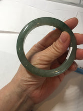 Load image into Gallery viewer, 57.2mm certified Type A 100% Natural icy watery dark green gray Jadeite Jade bangle PC15-0368